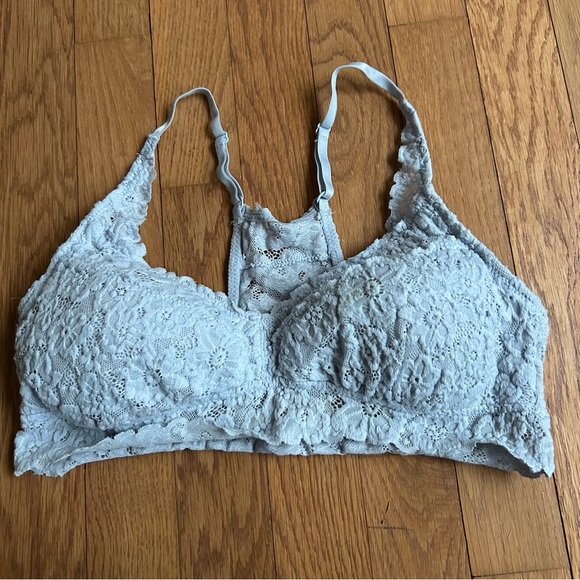 Aerie Light Blue Lace Halter Bralette Women’s Size Medium - Picture 2 of 4